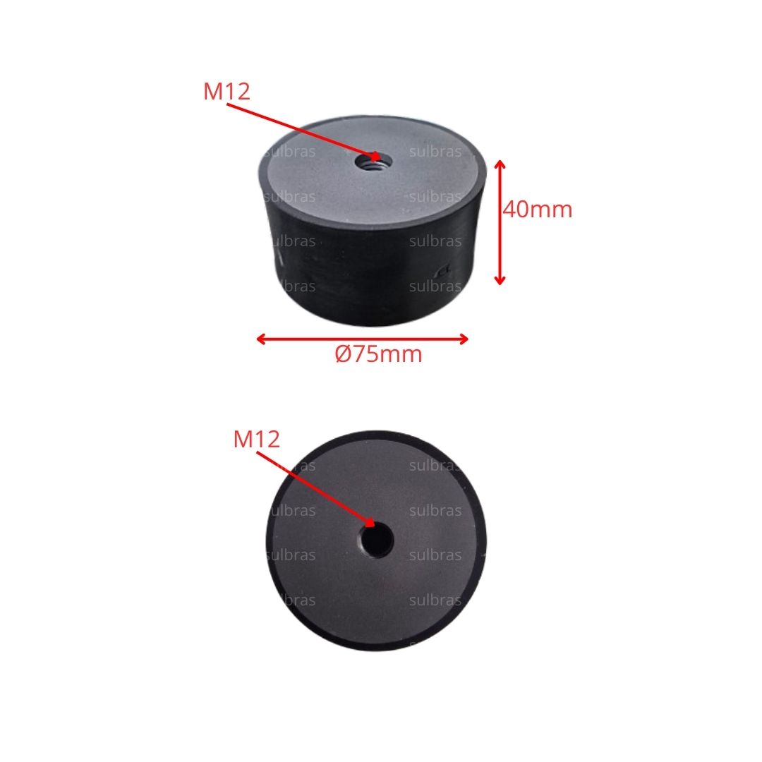 Coxim de Borracha Anti Vibração 70x40mm
